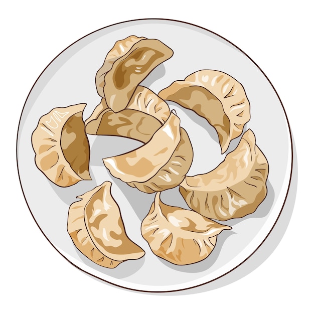 手绘中餐蒸饺插画