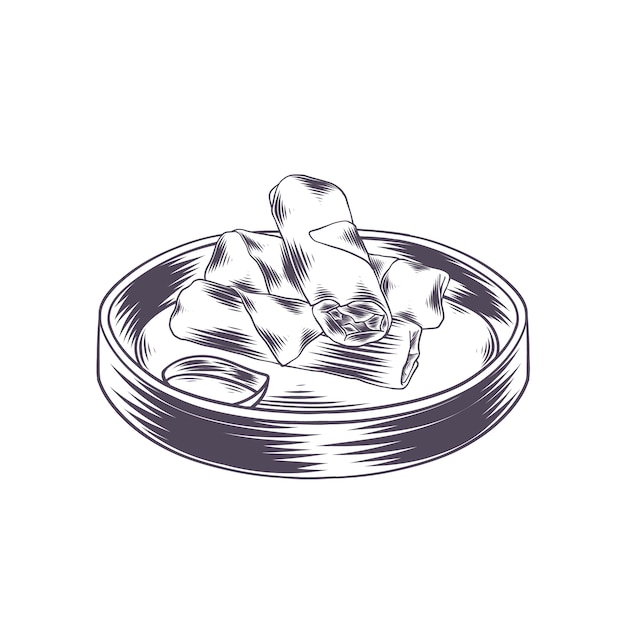 手绘中餐春卷插画