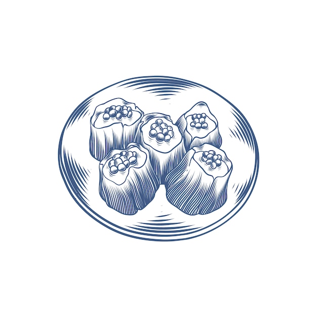 手绘中餐烧麦插画