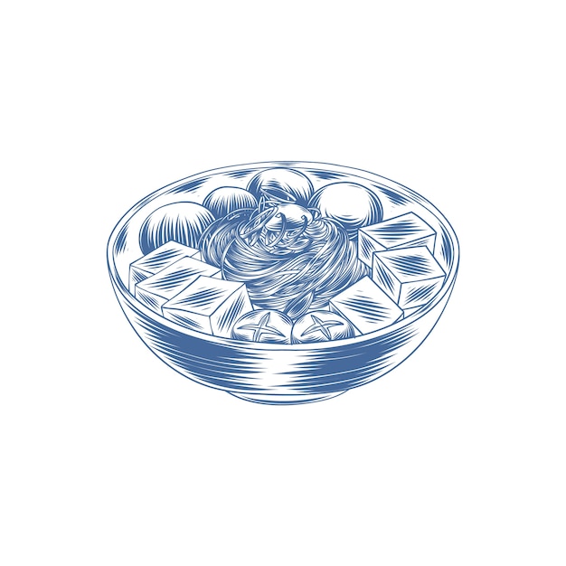 手绘中餐面条插画