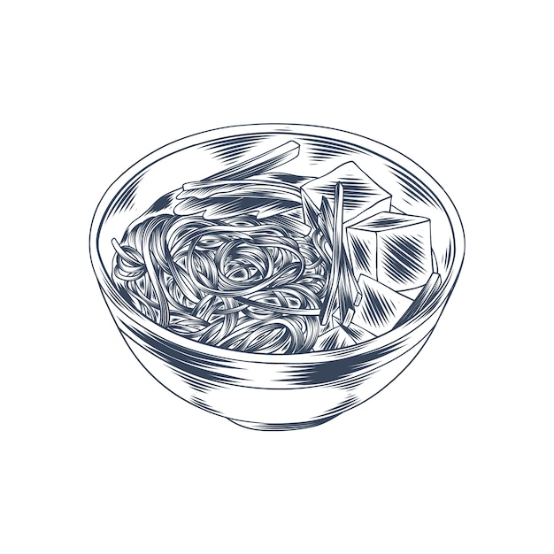 手绘中餐面条插画