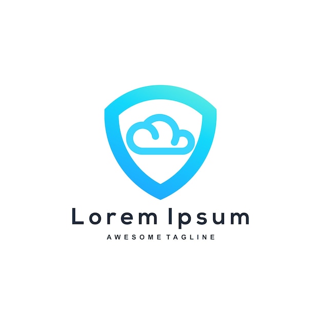 云盾牌云服务logo标志