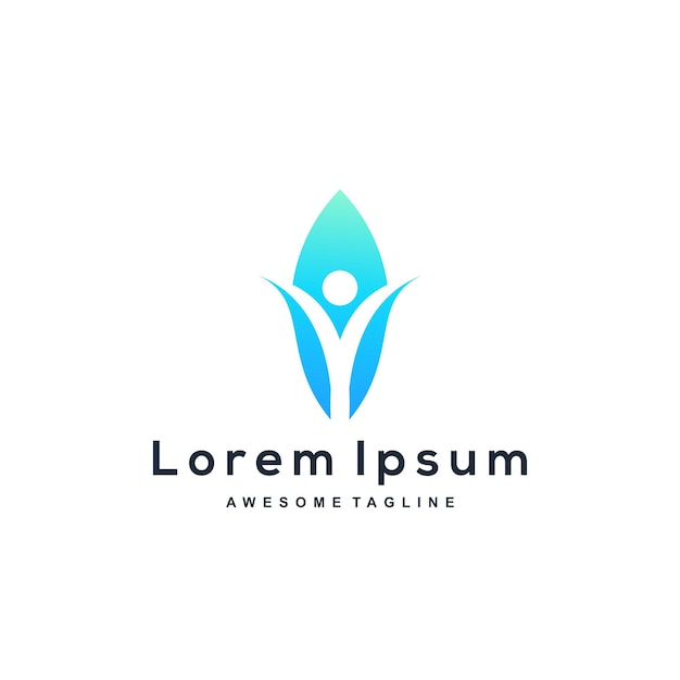 抽象人物叶子医疗logo标志