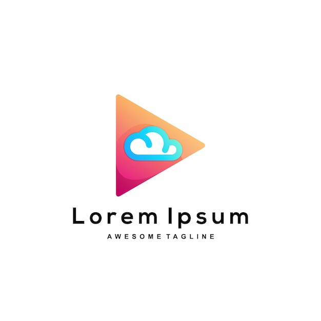 播放器图标云朵云播放logo标志