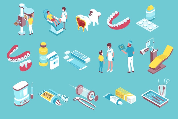 牙齿牙科护理牙医插画元素