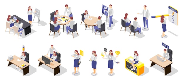 工作开会头脑风暴职场人物插画元素