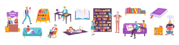 工作学习生活日常场景人物插画元素