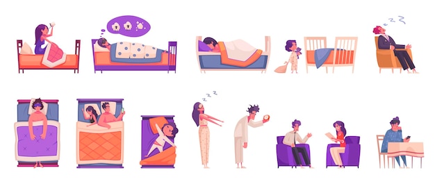 睡觉睡眠人物插画元素