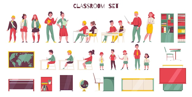 学校儿童学生班级插画元素