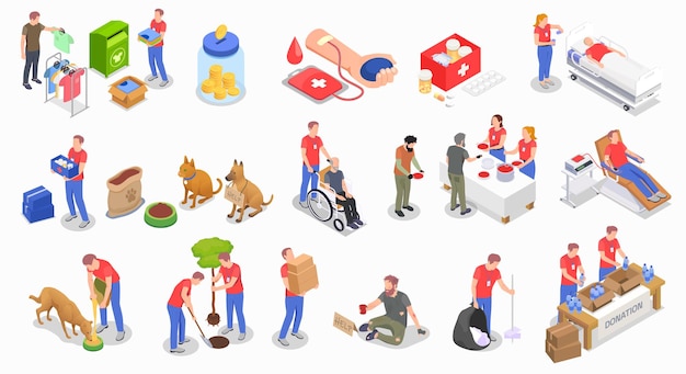 公益慈善救助义工插画元素