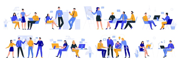 公司团队工作休息男女人物插画元素