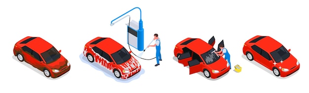 洗车清洁养护插画元素