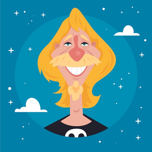 手绘卡通男人头像插画