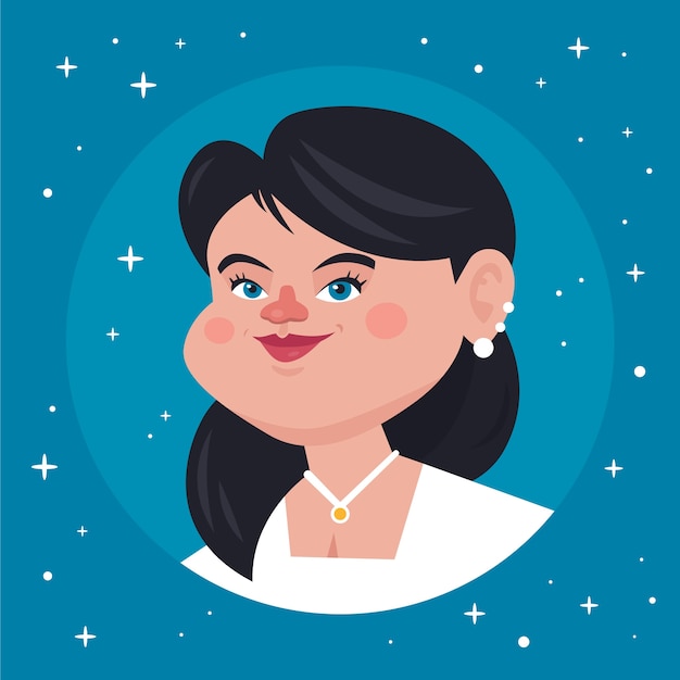 手绘卡通女人头像插画