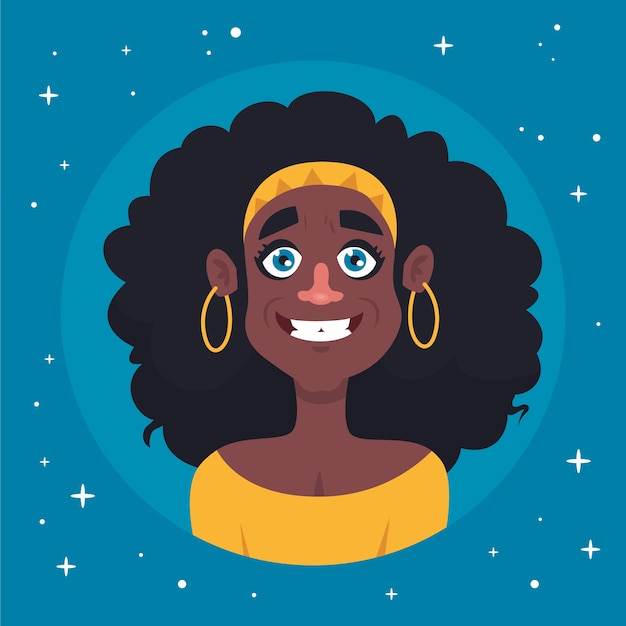 手绘卡通女人头像插画