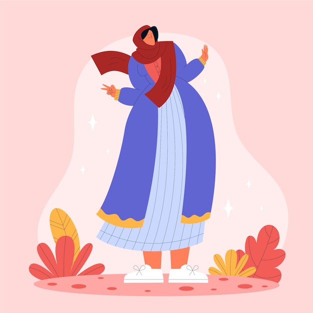 戴头巾的女人扁平插画