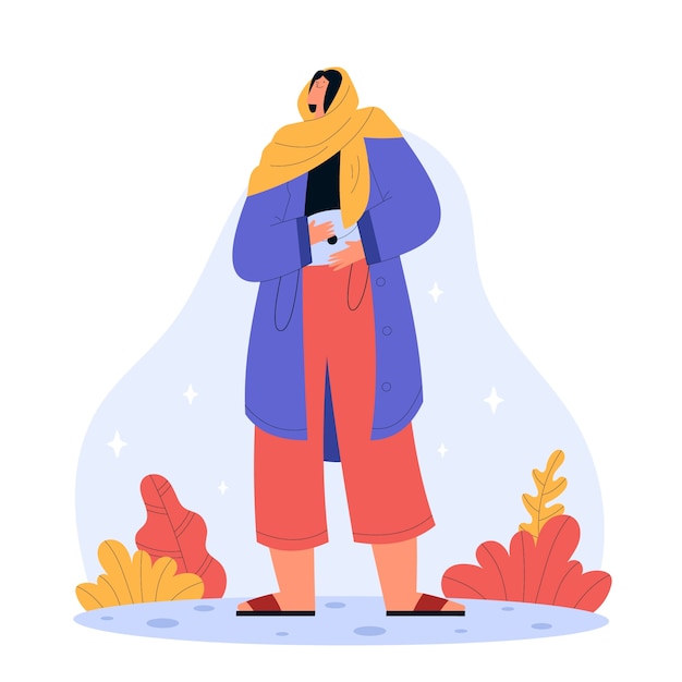 戴头巾的女人扁平插画