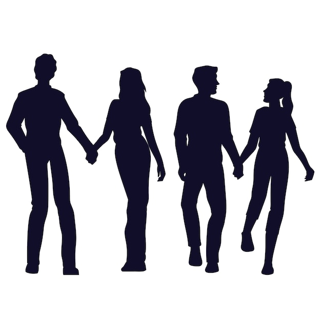 夫妻情侣剪影插画