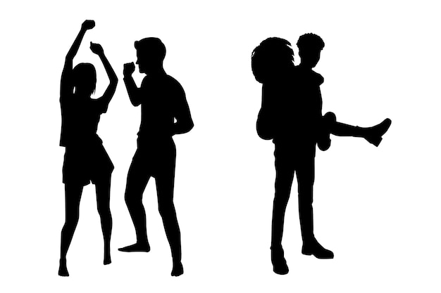 夫妻情侣剪影插画