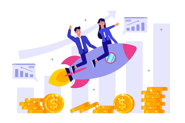 升值金融投资理财基金扁平插画