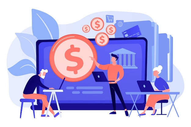 养老金金融投资理财基金扁平插画