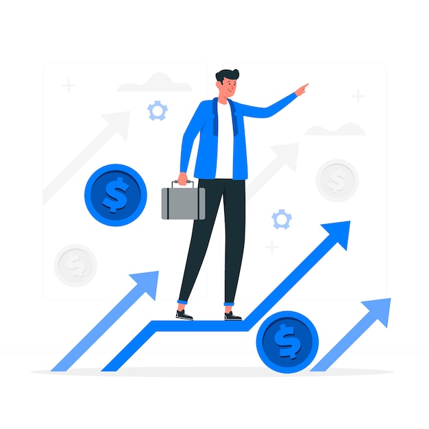 业务增长金融投资理财基金扁平插画