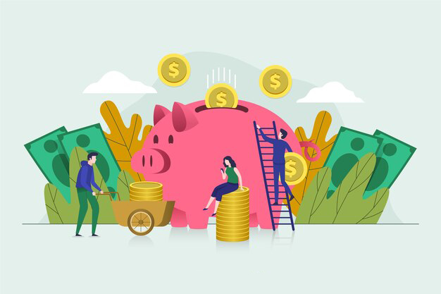 储蓄存款金融投资理财基金扁平插画