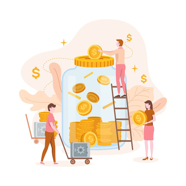 储蓄存钱金融投资理财基金扁平插画