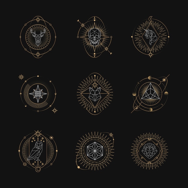 几何占星符号塔罗牌设计元素