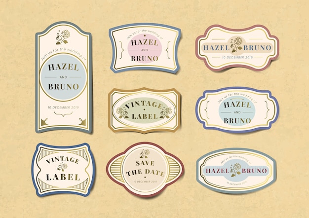 复古婚礼请柬标签边框设计元素