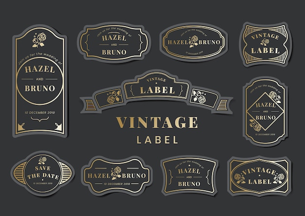 复古婚礼请柬标签边框设计元素