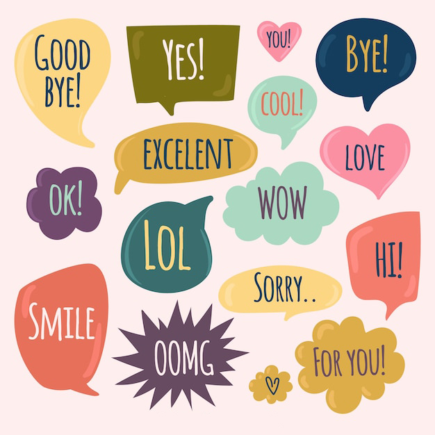 手绘聊天对话框消息气泡元素