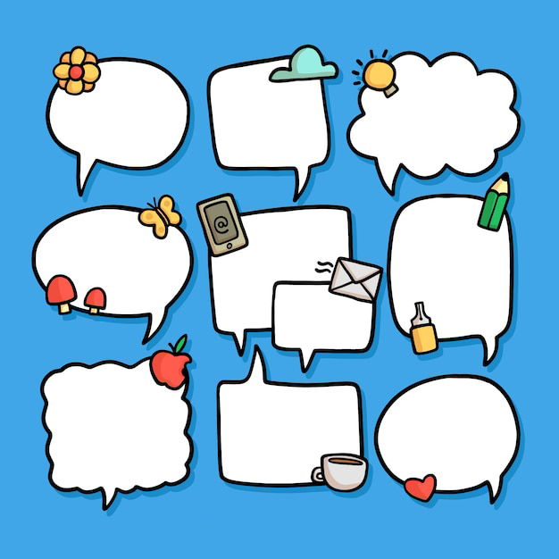 手绘聊天对话框消息气泡元素