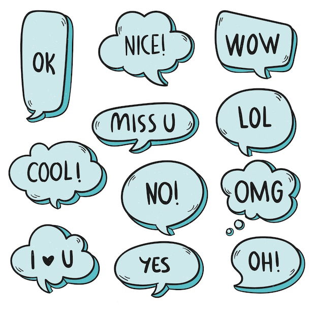 手绘聊天对话框消息气泡元素