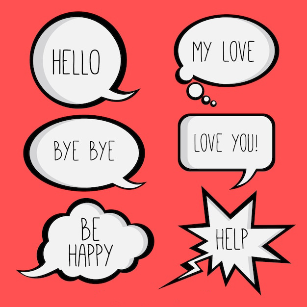 手绘聊天对话框消息气泡元素