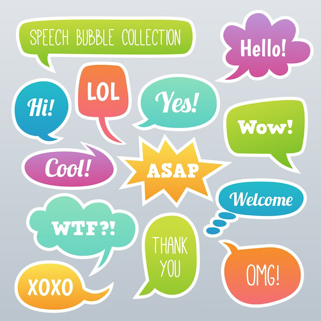 手绘聊天对话框消息气泡元素