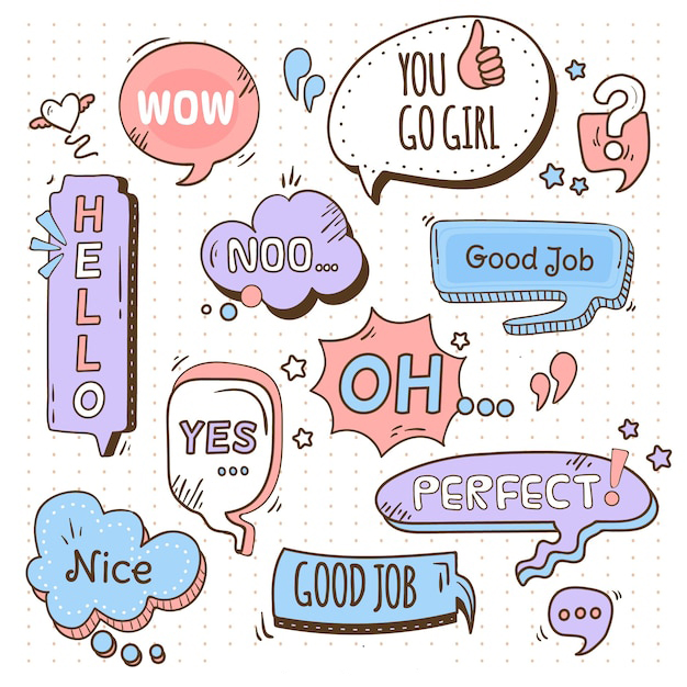 手绘聊天对话框消息气泡元素