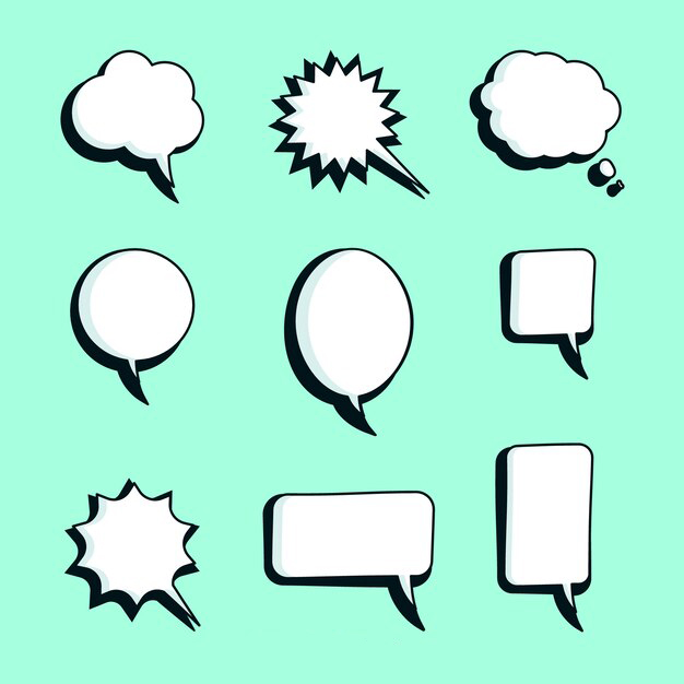 手绘聊天对话框消息气泡元素