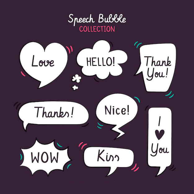 手绘聊天对话框消息气泡元素