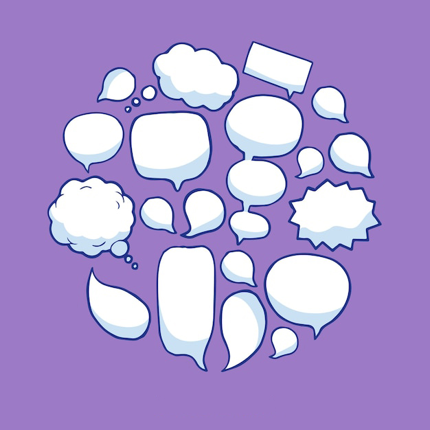 手绘聊天对话框消息气泡元素