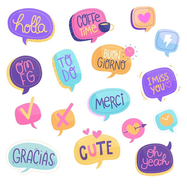 手绘聊天对话框消息气泡元素