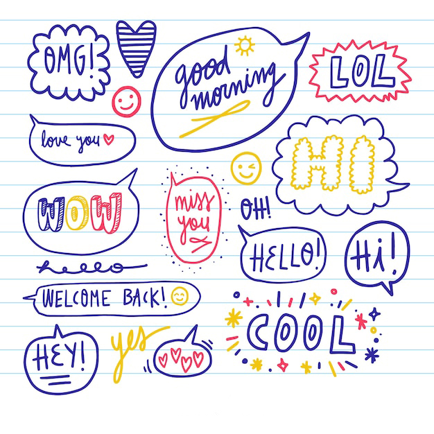 手绘聊天对话框消息气泡元素