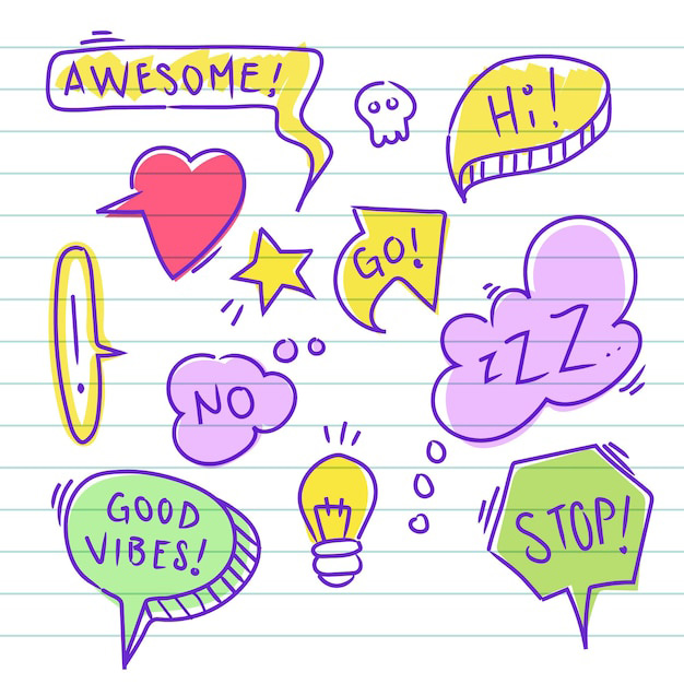 手绘聊天对话框消息气泡元素