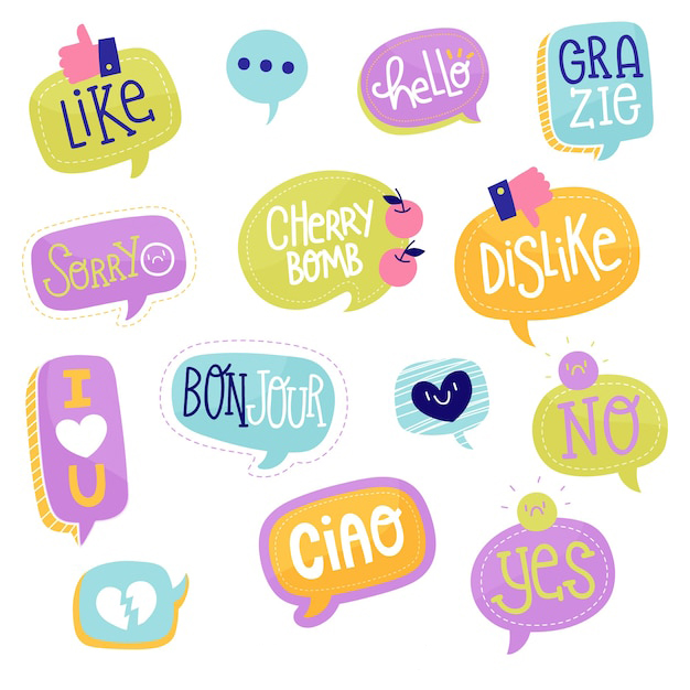 手绘聊天对话框消息气泡元素