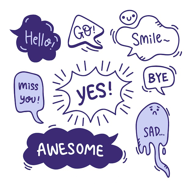 手绘聊天对话框消息气泡元素