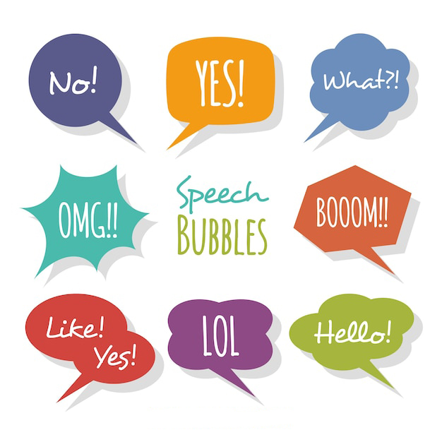 手绘聊天对话框消息气泡元素