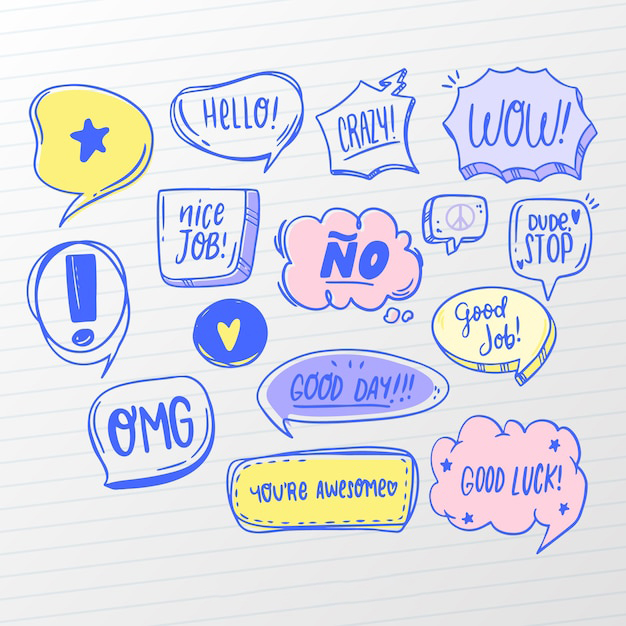 手绘聊天对话框消息气泡元素