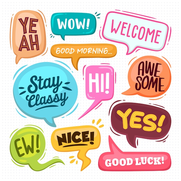 手绘聊天对话框消息气泡元素