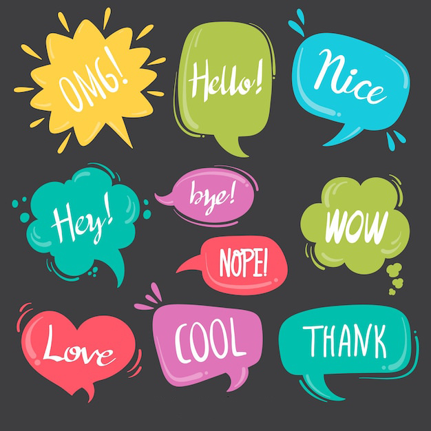 手绘聊天对话框消息气泡元素