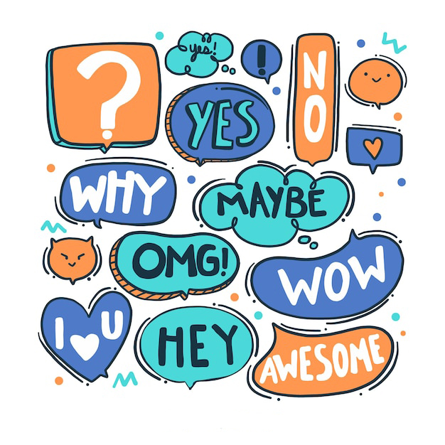 手绘聊天对话框消息气泡元素